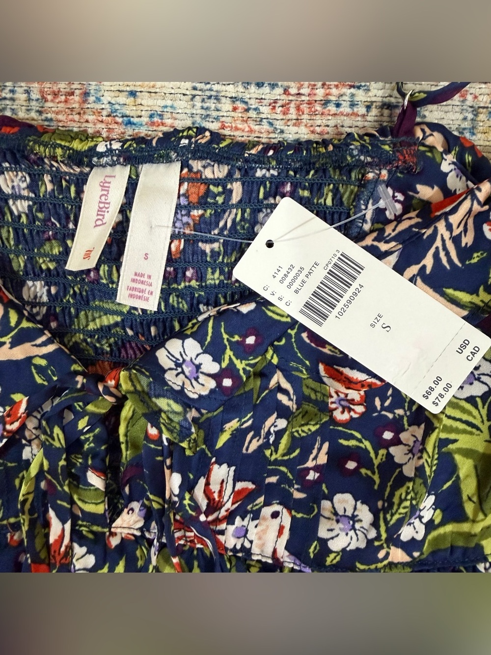 Anthropologie Lyrebird Floral Tie Front Crop Top Blue Boho Blouse Size S - Picture 12 of 13
